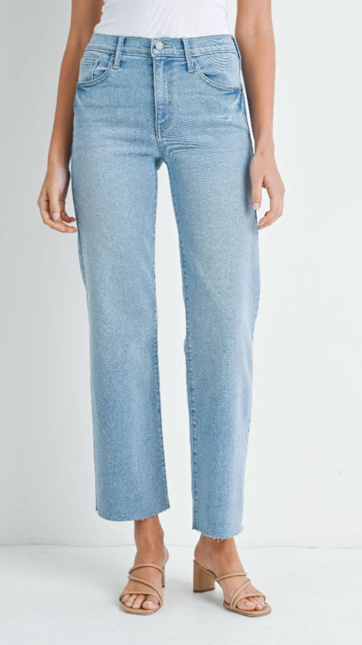 Mid Rise Light Wash Slim Palazzo Jeans