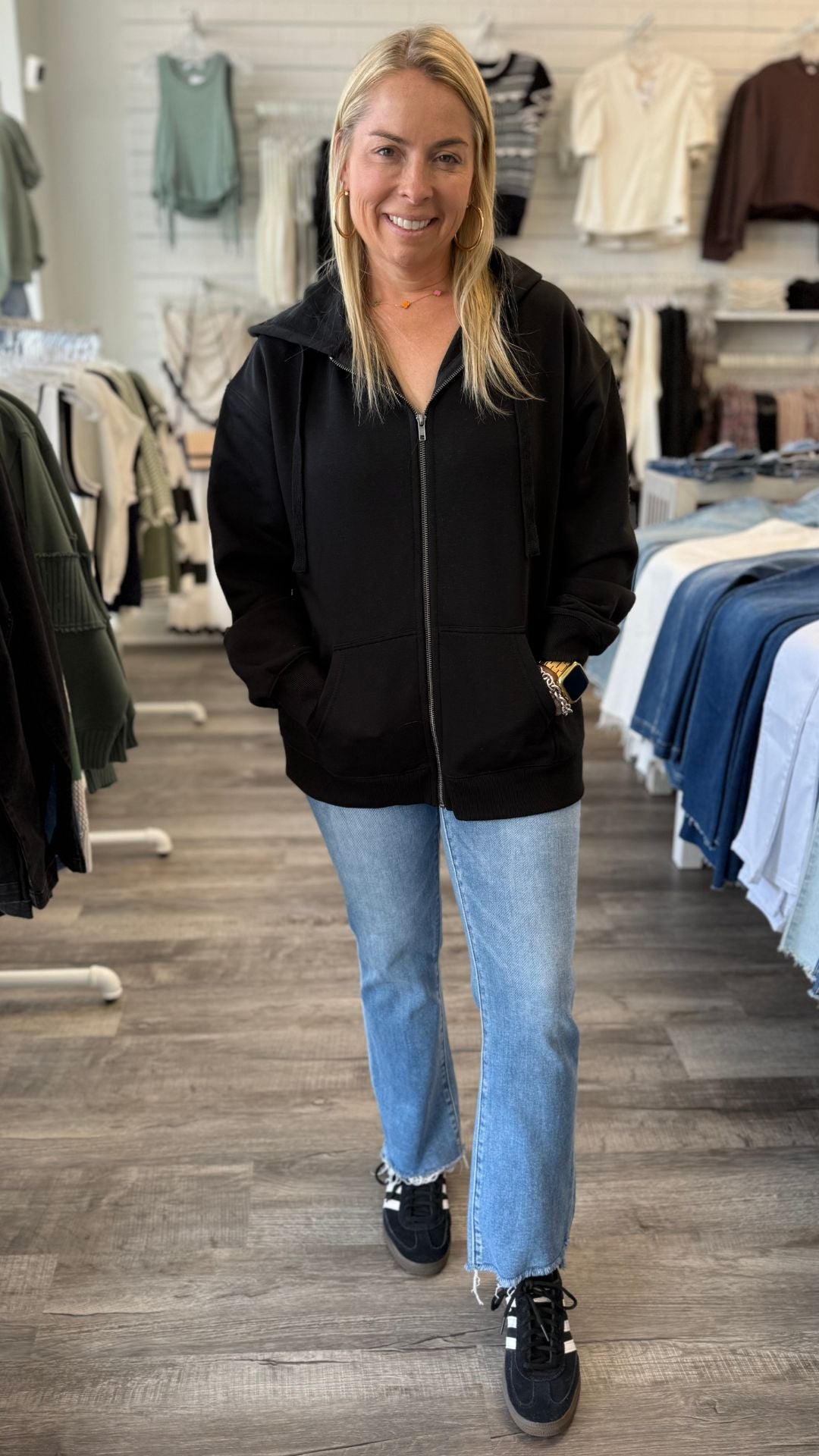 Black Patchwork Hearts Oversized Zip Up