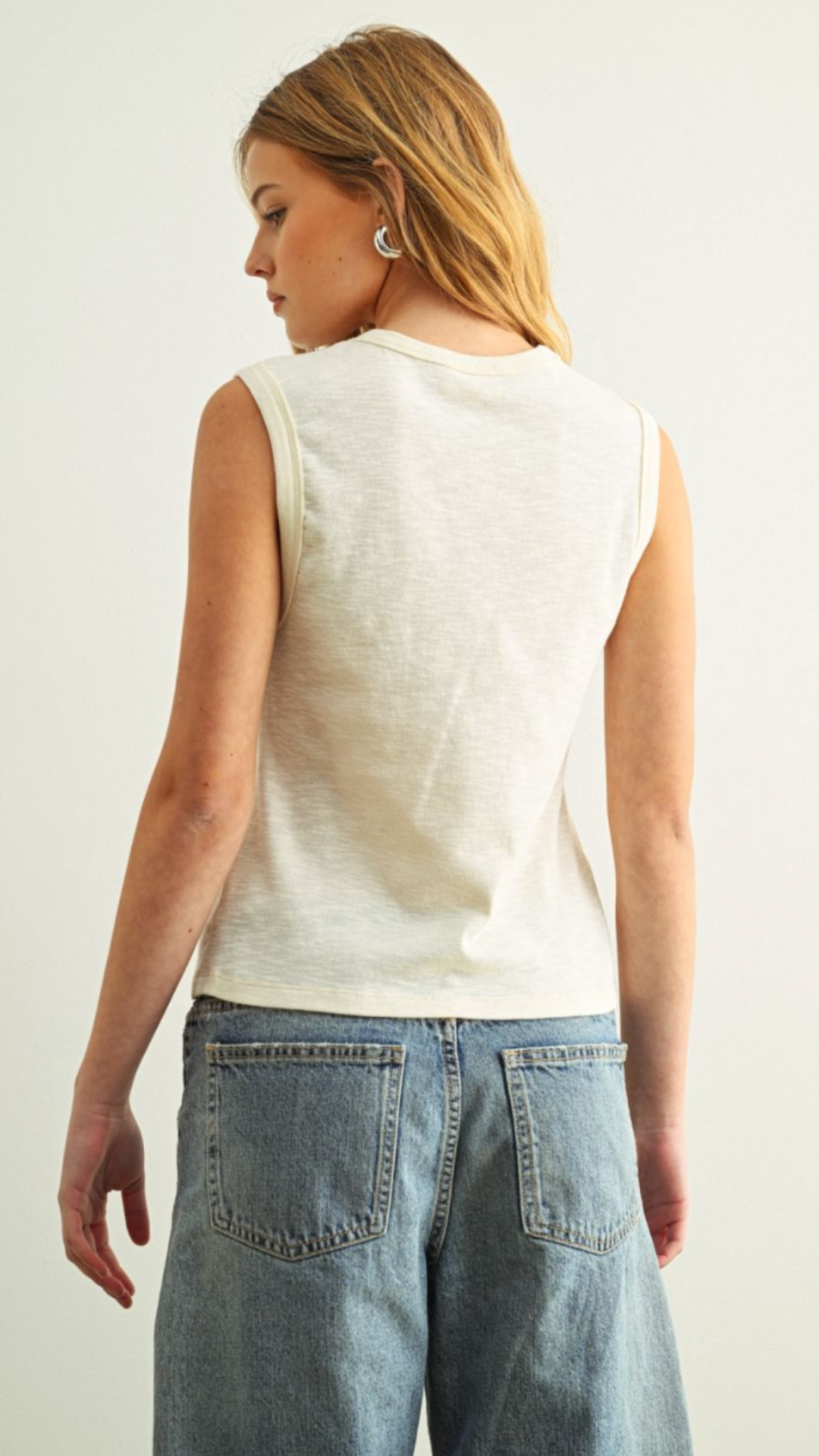 Cream Cotton Muscle Tank