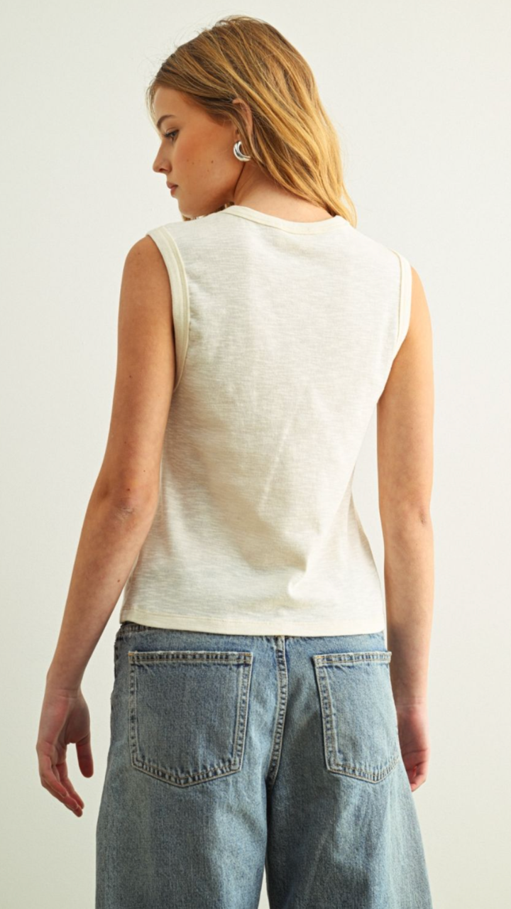 Cream Cotton Muscle Tank