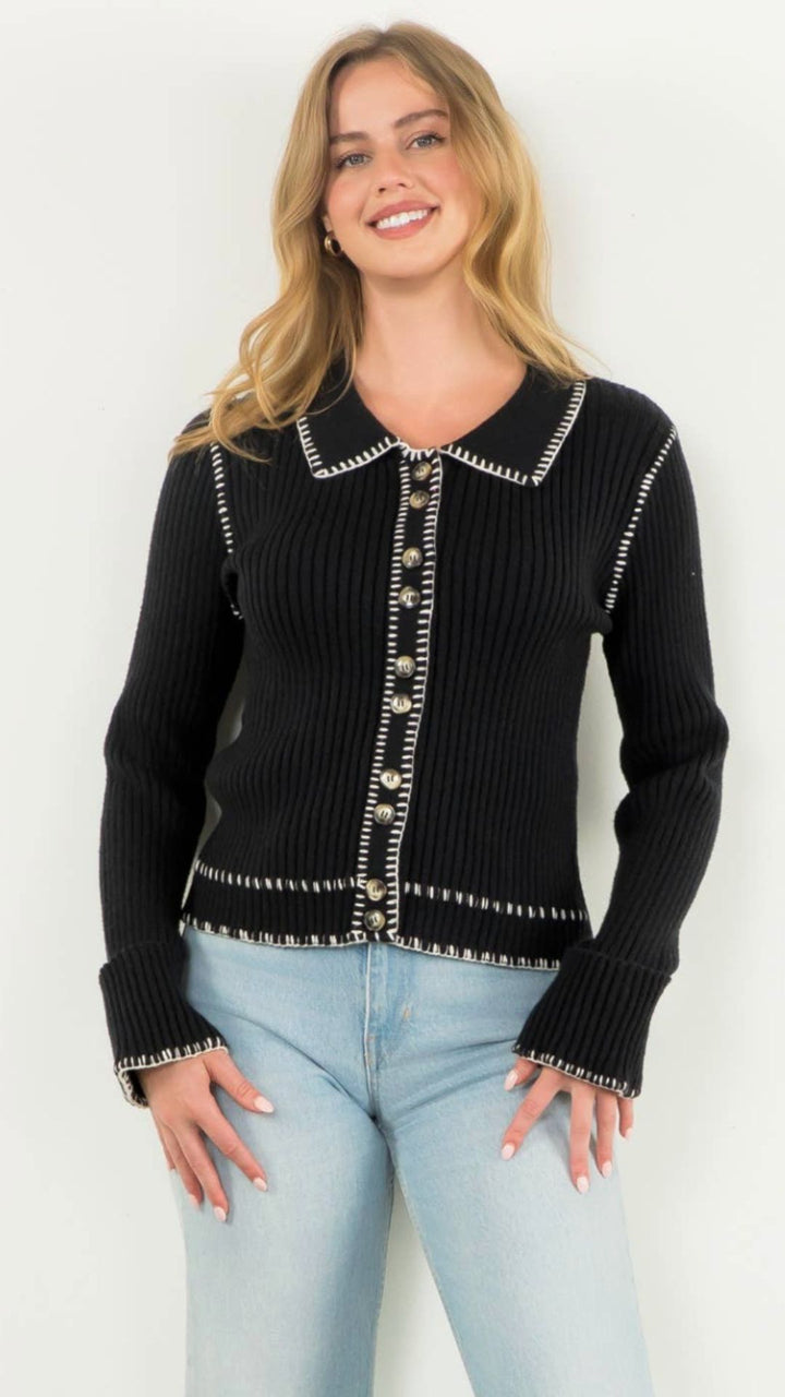 Collared Button Up Cardigan