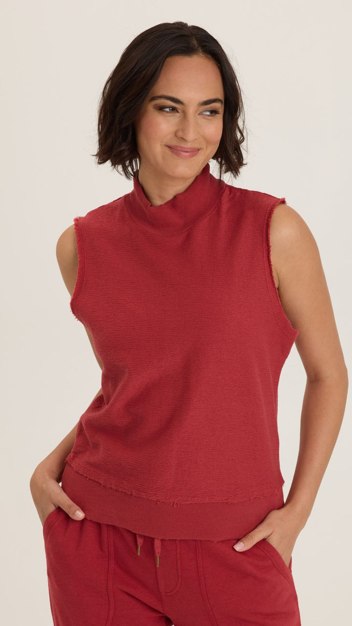 Corundum Isolde Mock Neck Crepe Knit Tank