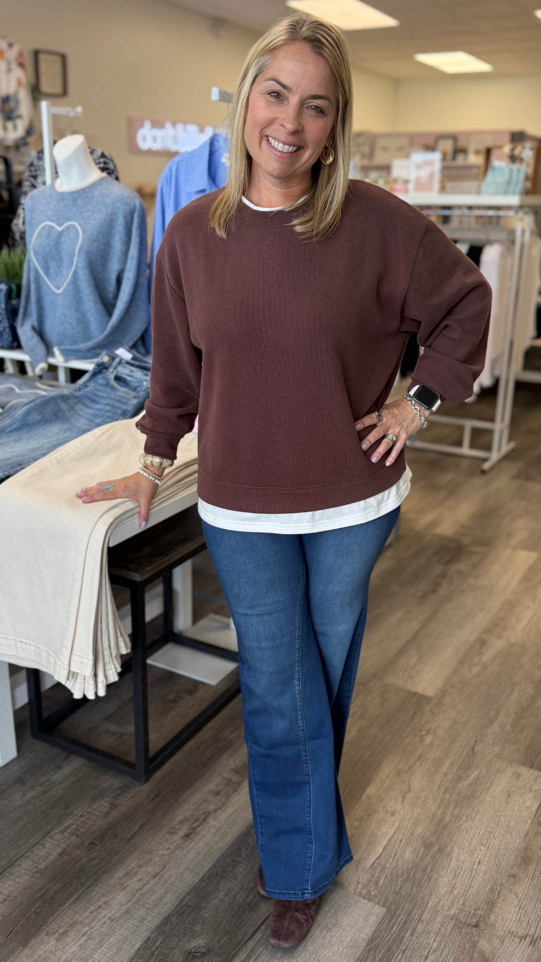 Mid Rise Dark Wash Better Butter Slim Wide Leg Forward Seam Full Length Jeans