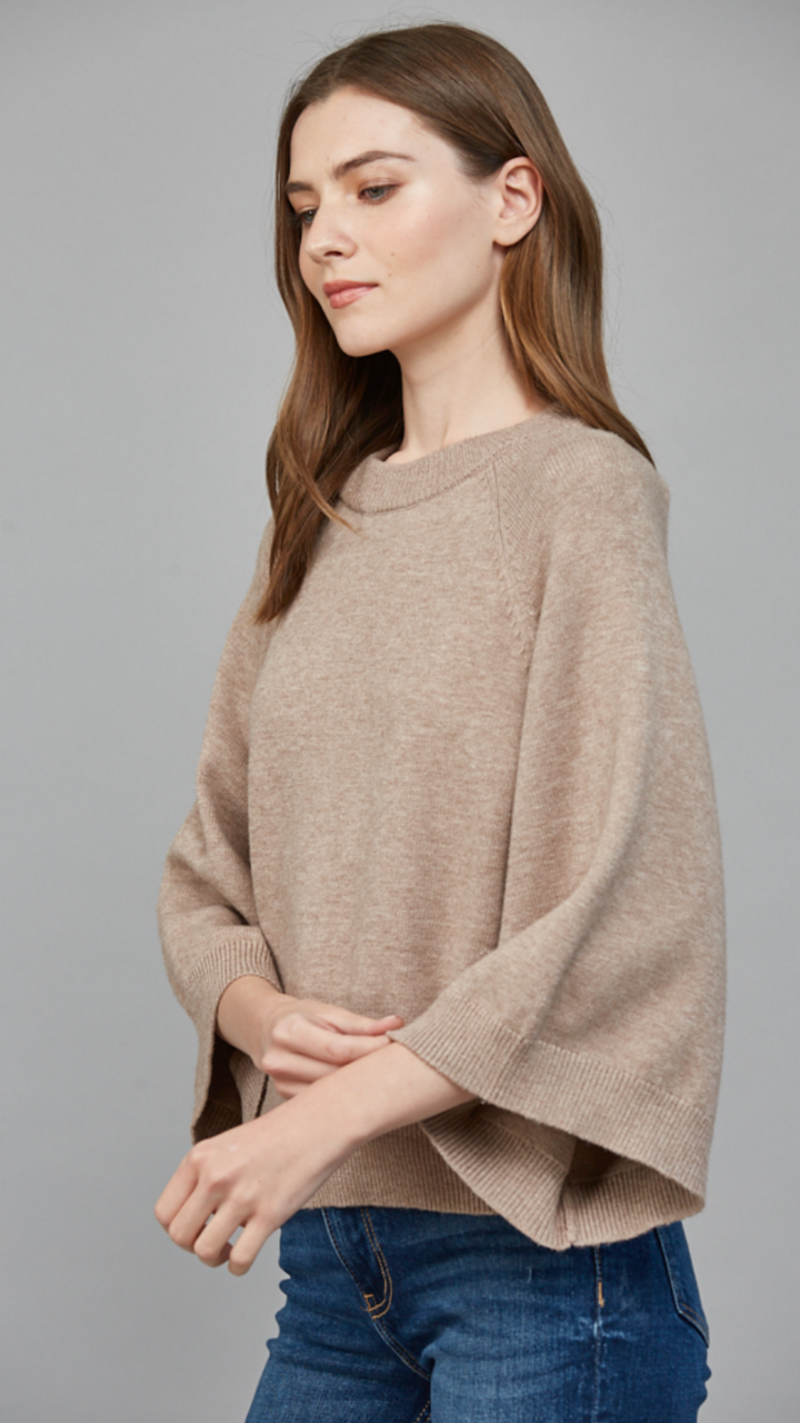 Soft Mocha Raglan Sleeve Crew Neck Sweater