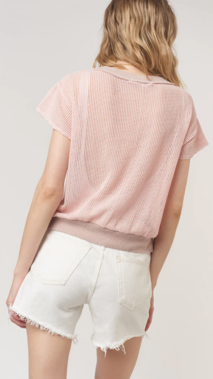 Rose Textured Mesh Tee