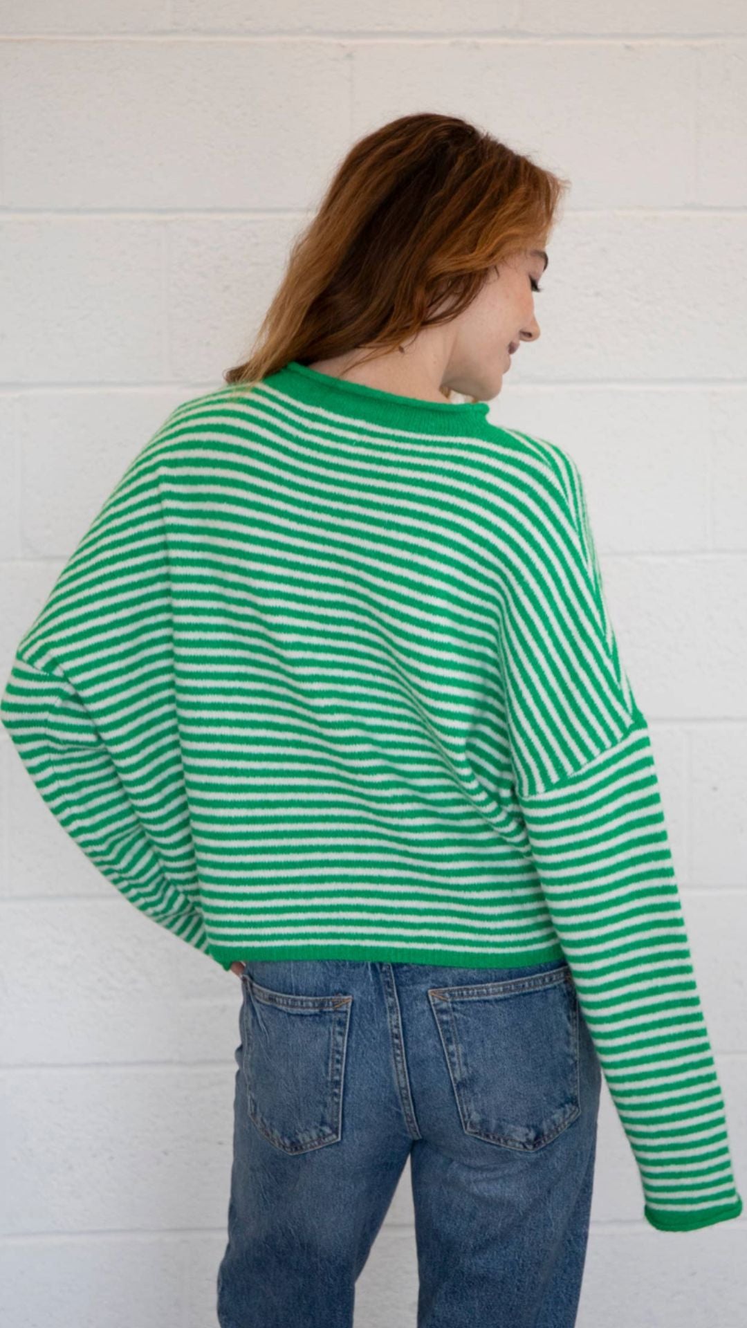 Green Mini Striped Piper Sweater Cardigan