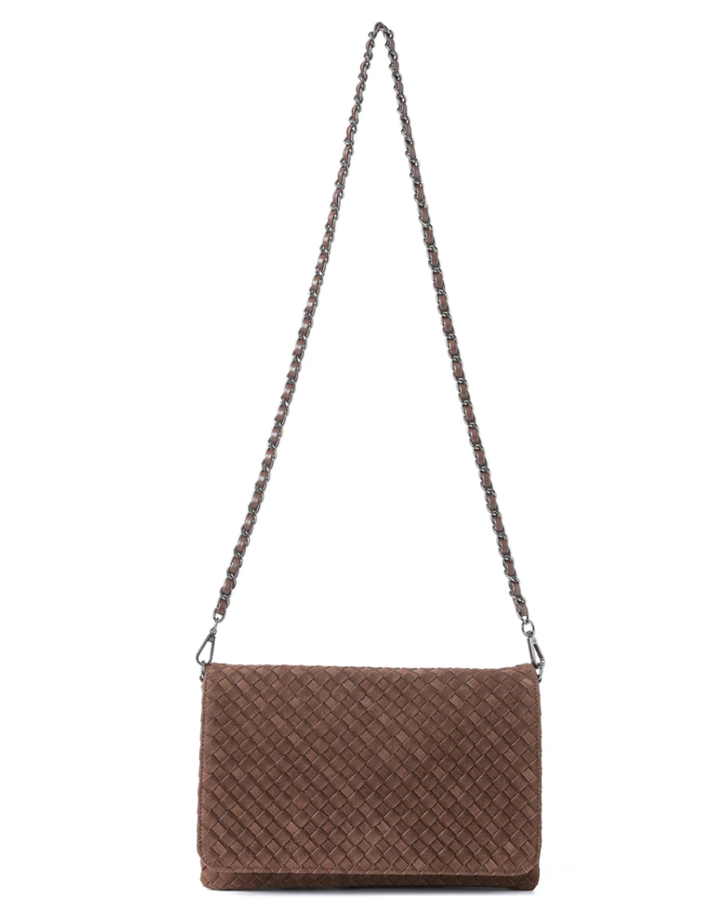 Lexi Chocolate Woven Suede Crossbody