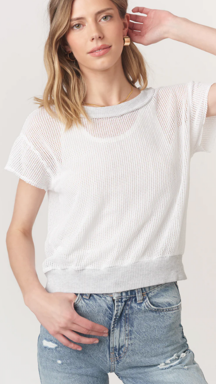 White Textured Mesh Tee