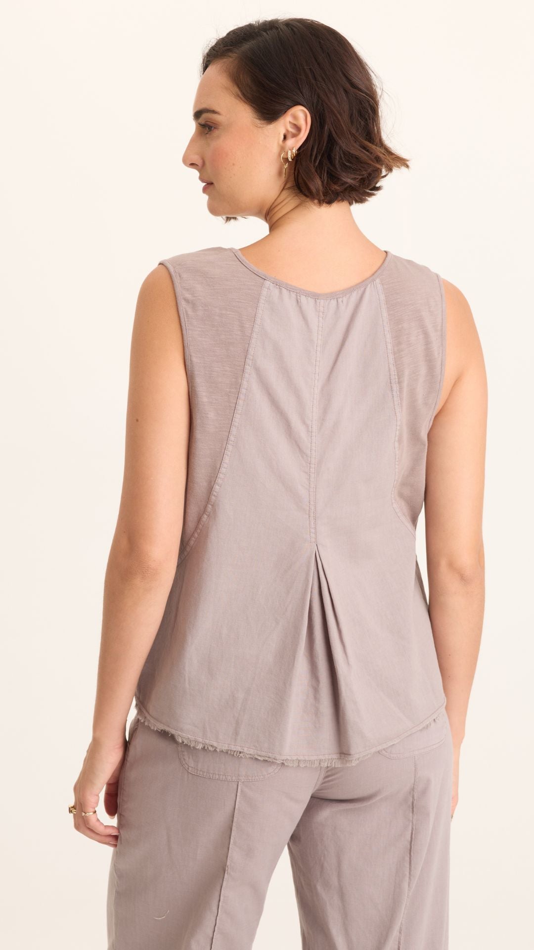 Poppy Seed Mazie Linen Jersey V Neck Tank