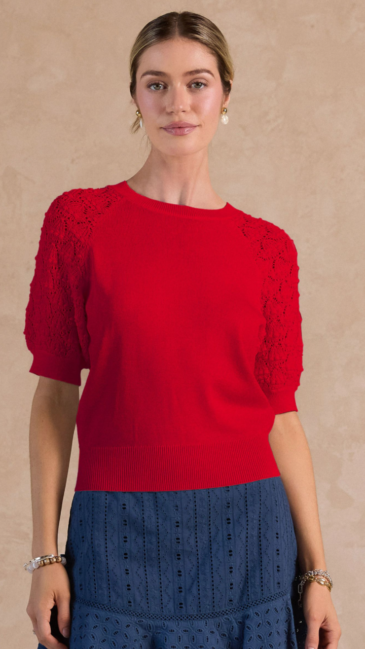 Crochet Sleeve Detail Knit Top