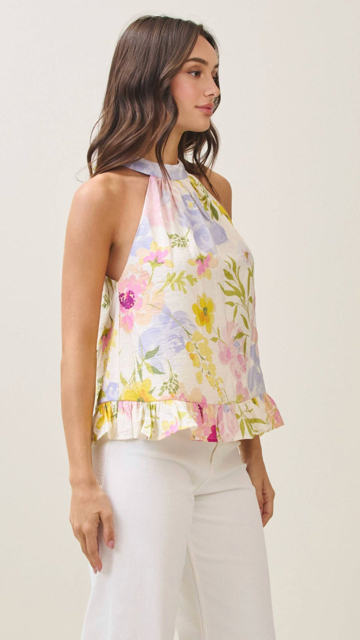 Floral Ruffle Halter Top