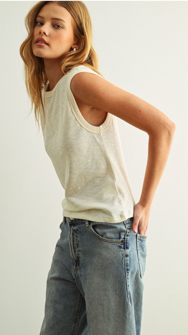 Cream Cotton Muscle Tank