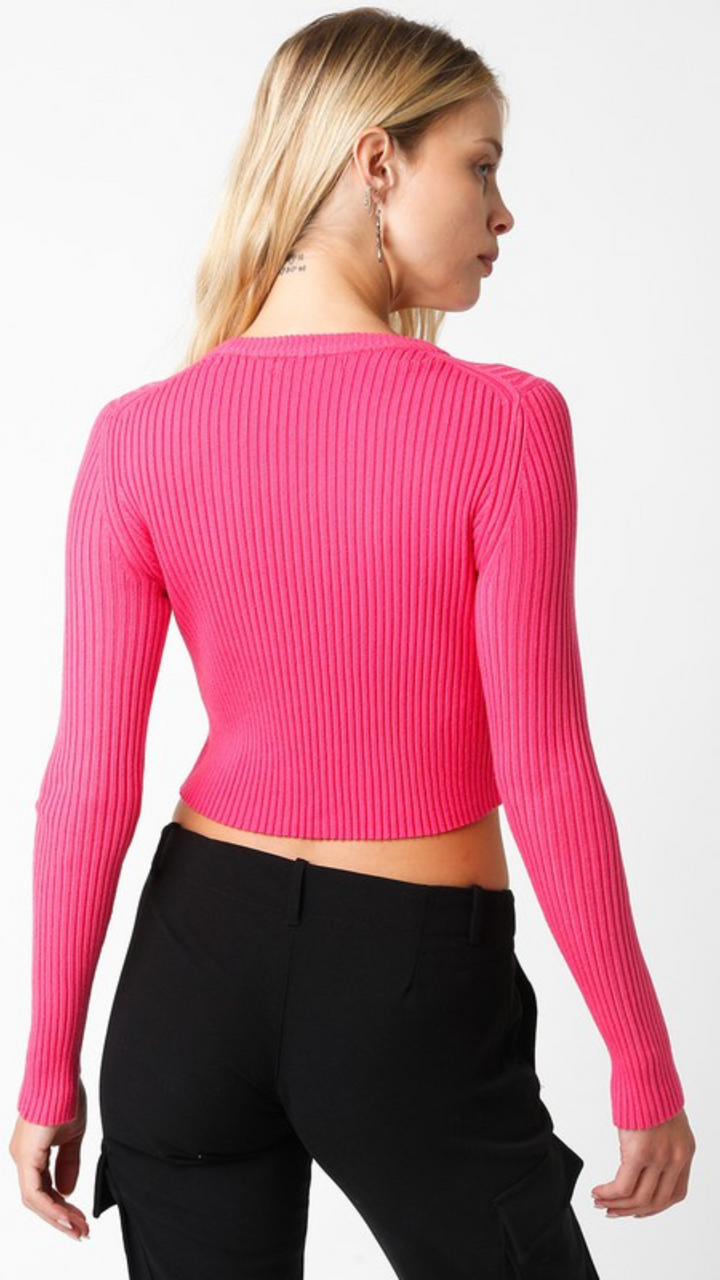 Side Slit Crop Sweater