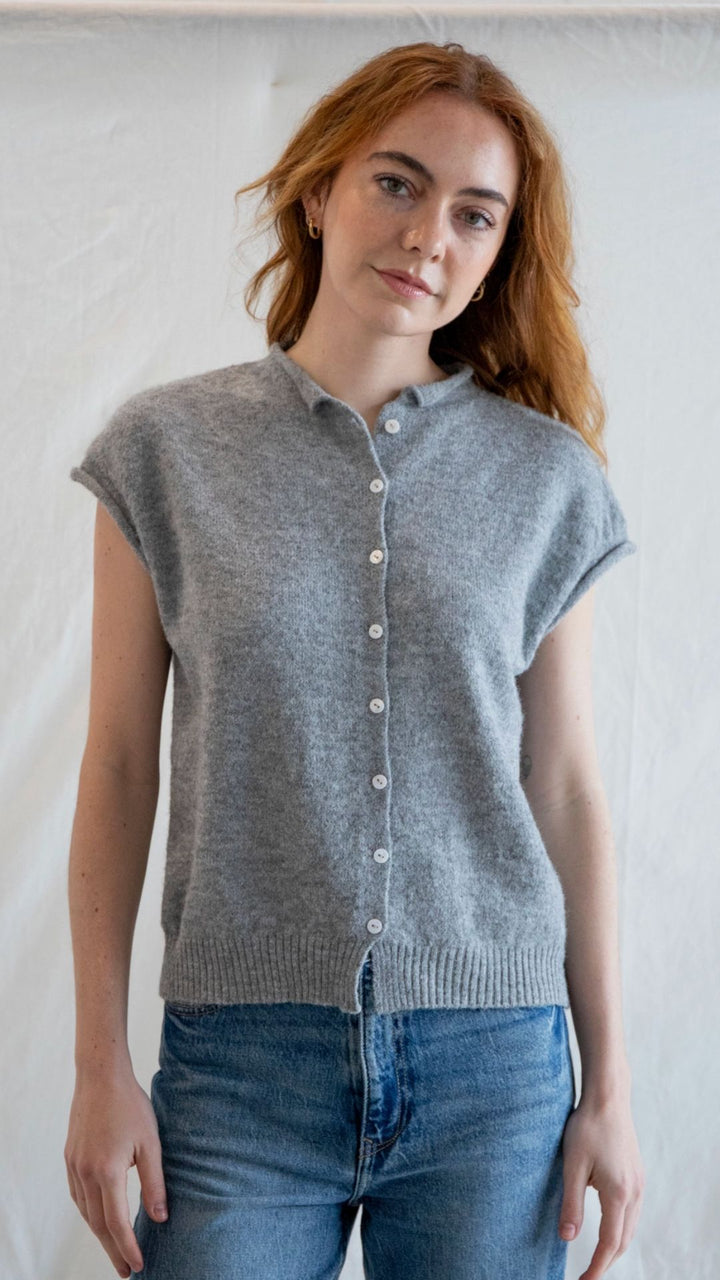 Heather Gray Piper Vest Cardigan
