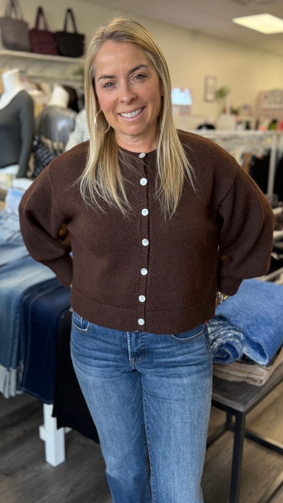 Brown Knit Sweater Cardigan