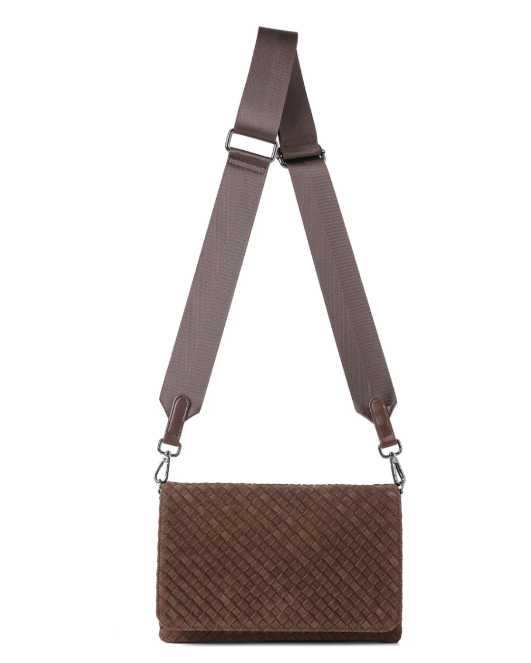 Lexi Chocolate Woven Suede Crossbody