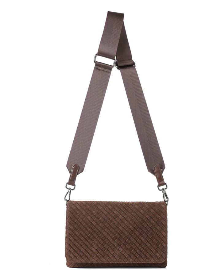 Lexi Chocolate Woven Suede Crossbody