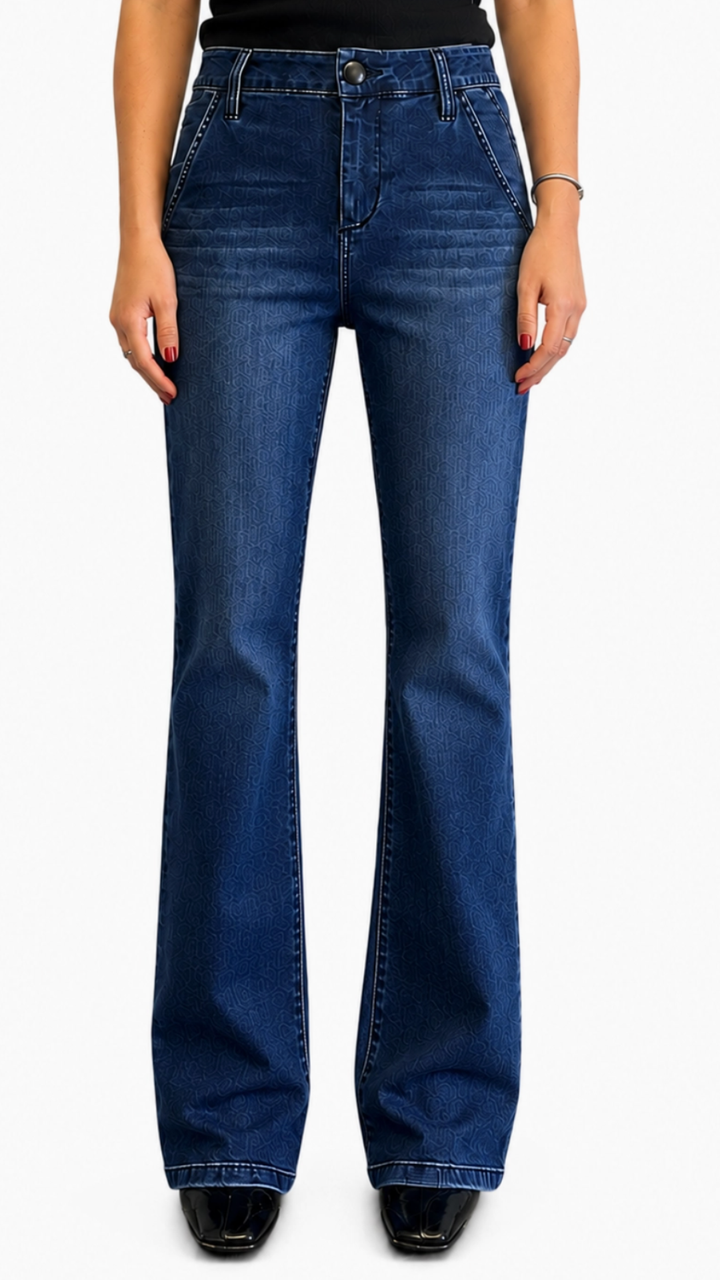 Mid Rise Dark Wash Better Butter Slim Boot Full Length Jeans With Double Pockets