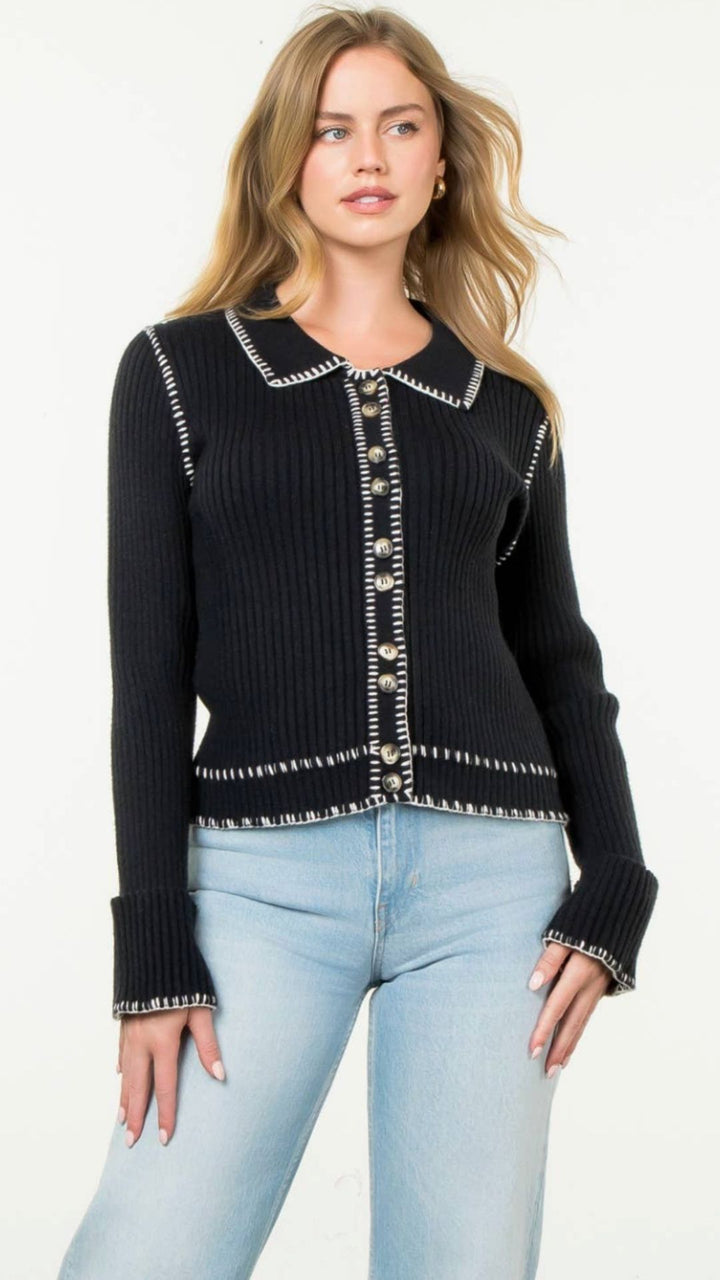 Collared Button Up Cardigan