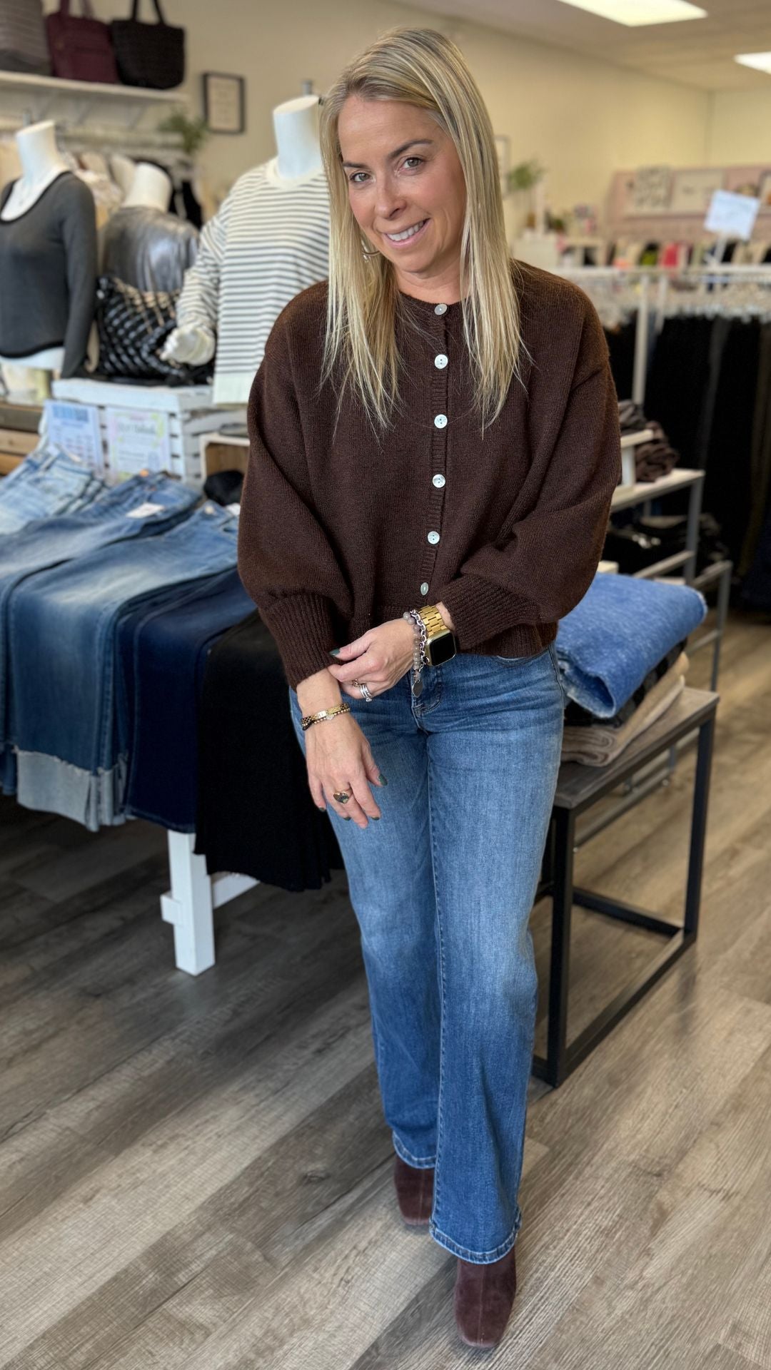 Brown Knit Sweater Cardigan