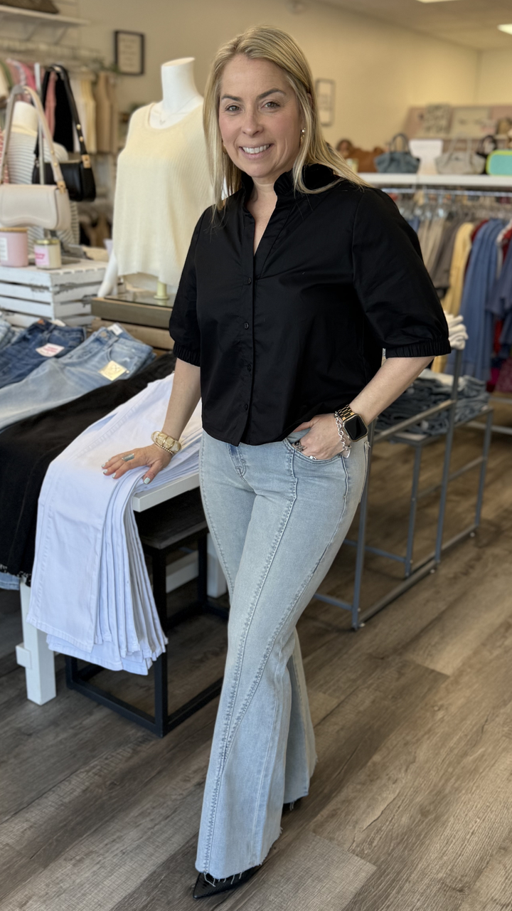 Short Sleeve Poplin Top