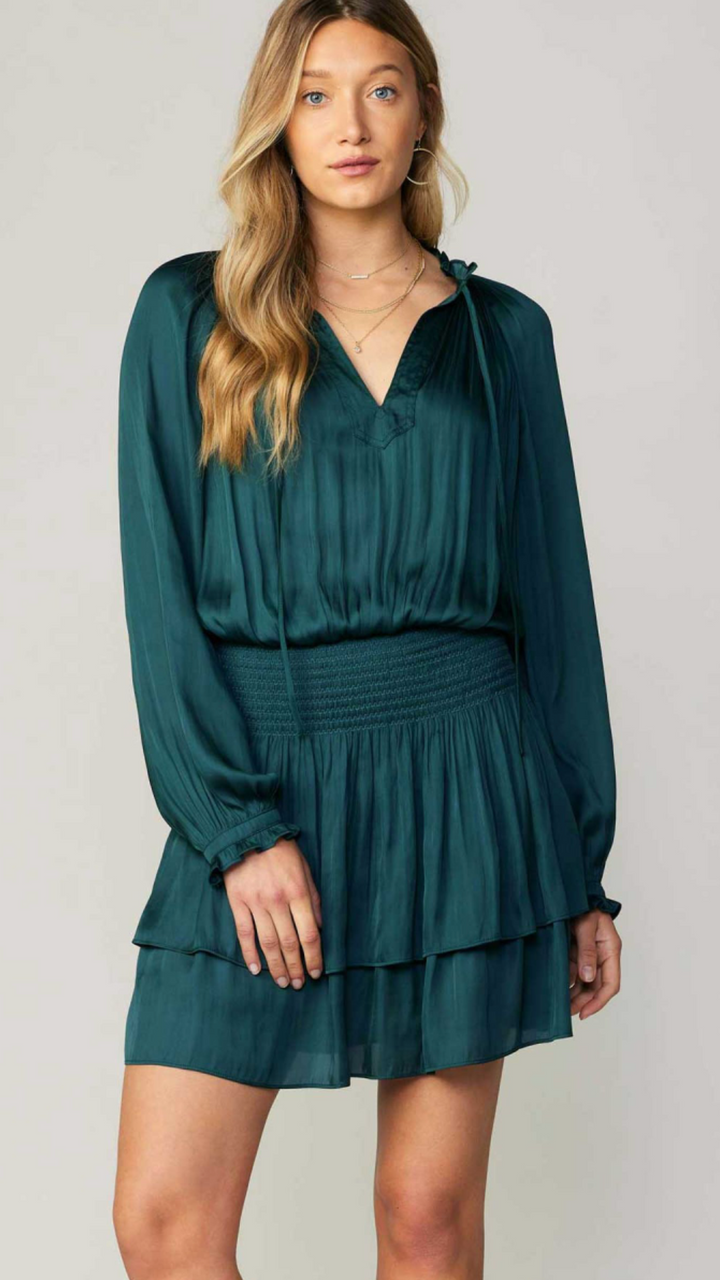 Green Smocked Detail Dress