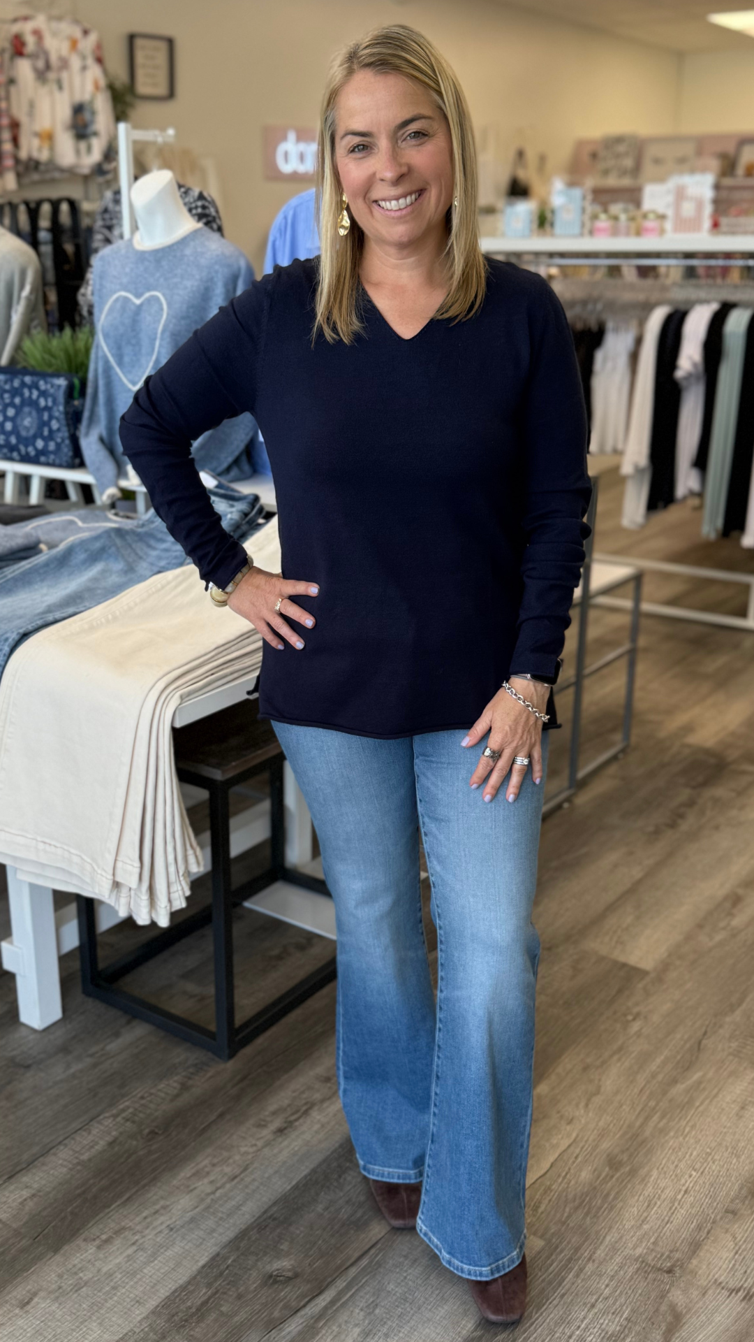Soft Navy V Neck Sweater