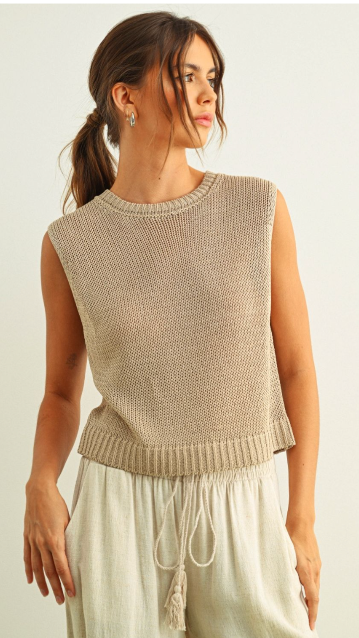 Stone Sleeveless Knit Top