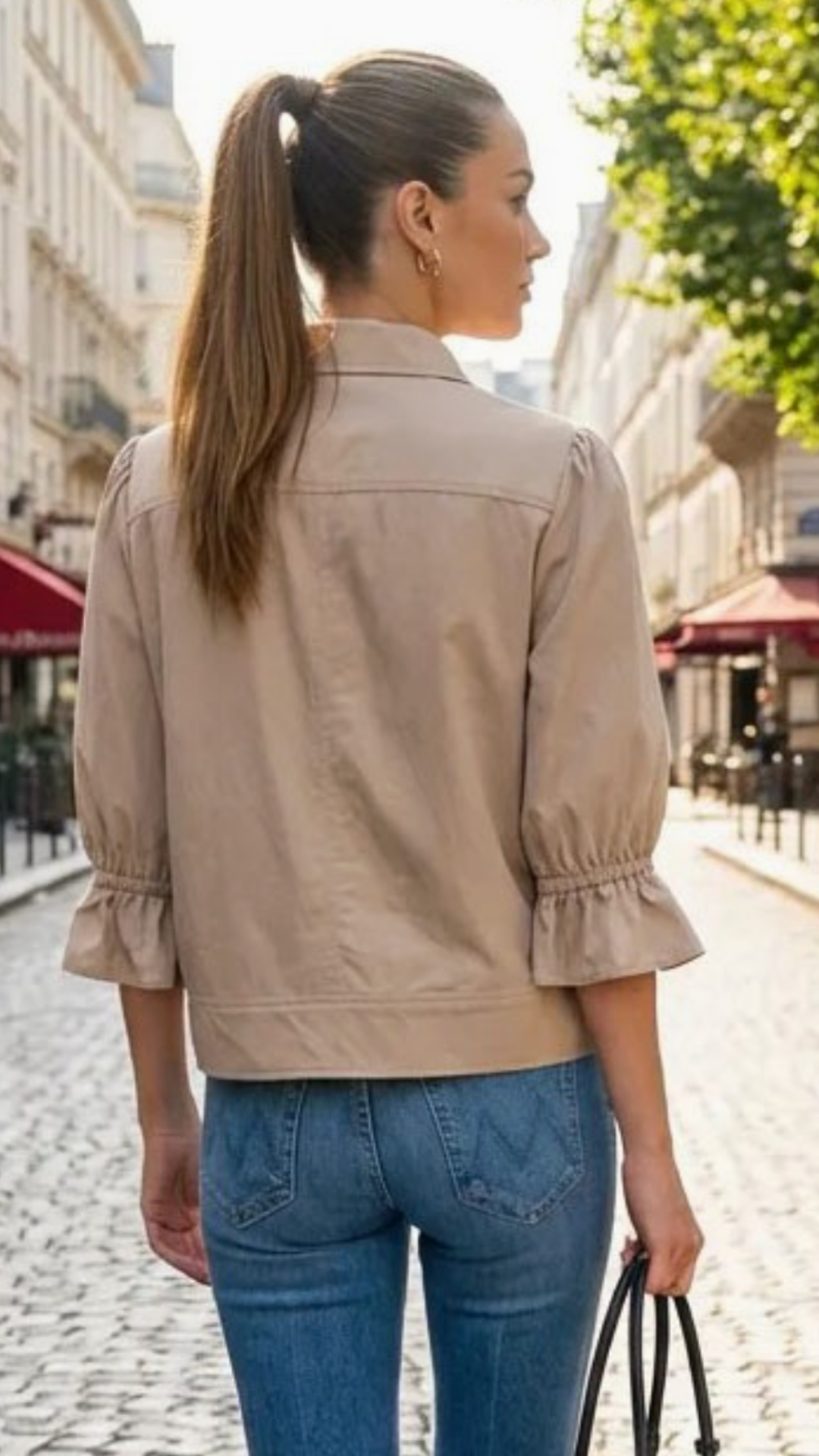 Taupe Quarter Sleeve Zip Up Jacket