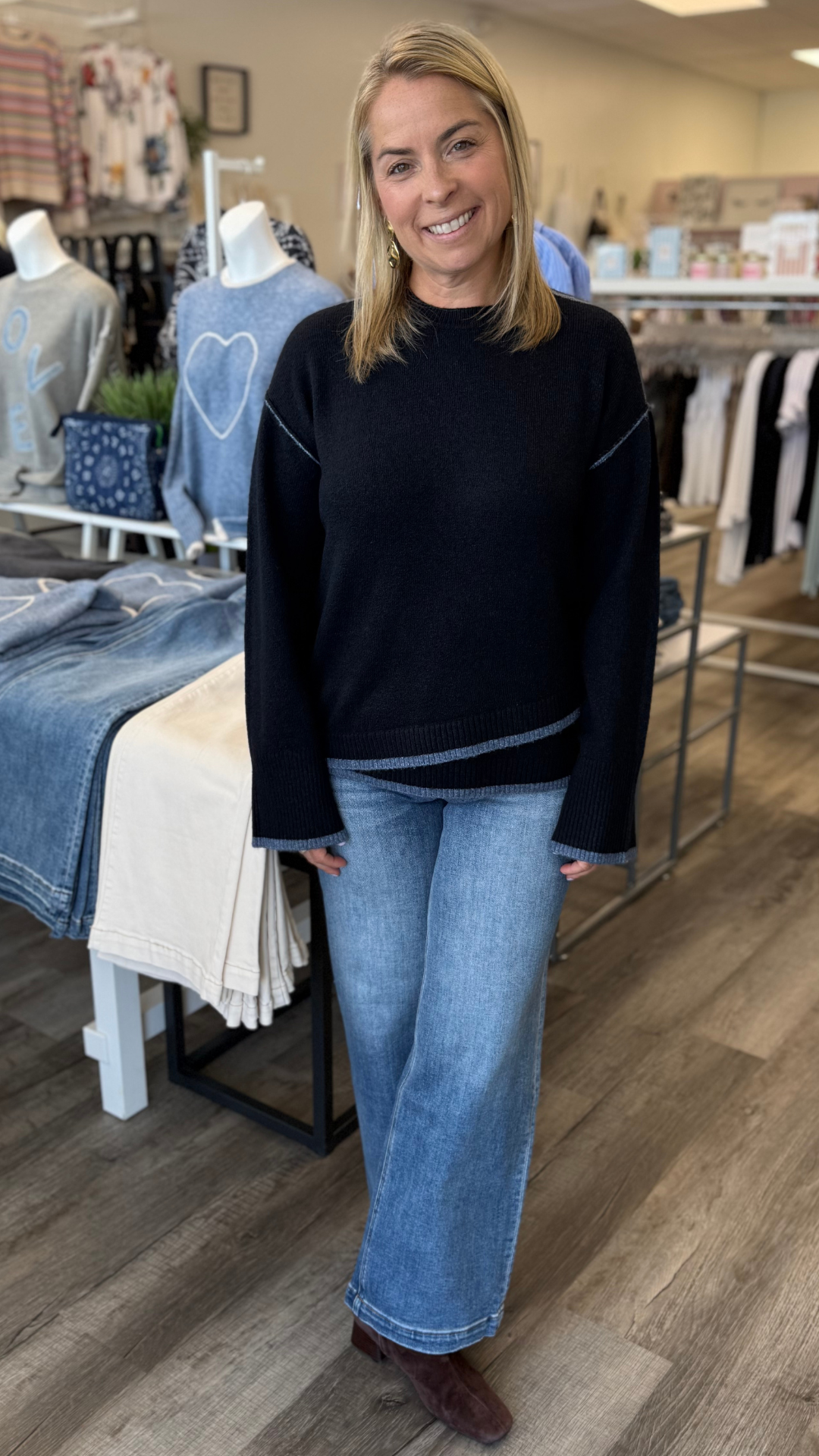 Mid Rise Medium Wash Ankle Wide Leg Jeans