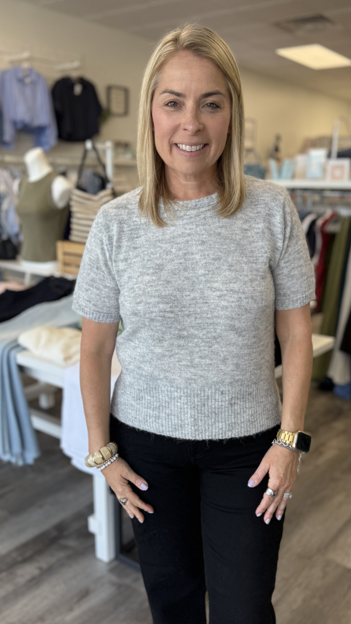 Light Heather Gray Short Sleeve Sweater