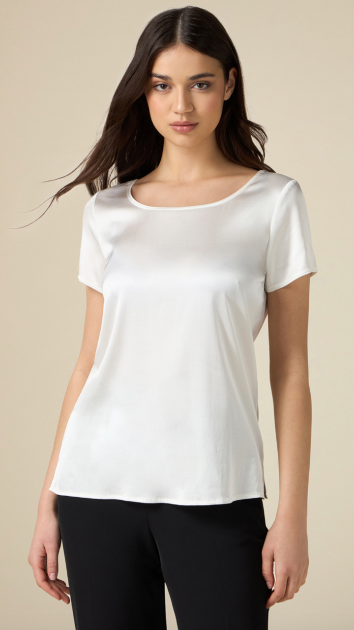 Short Sleeve Satin Blouse
