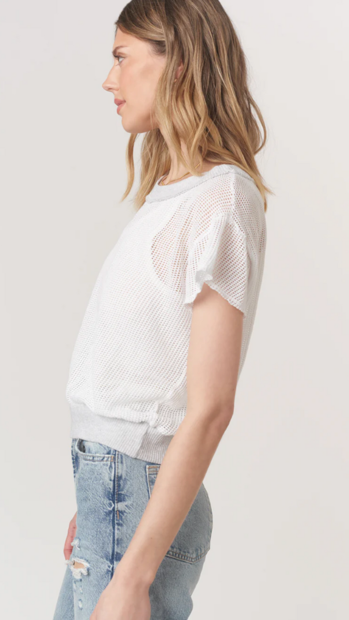 White Textured Mesh Tee