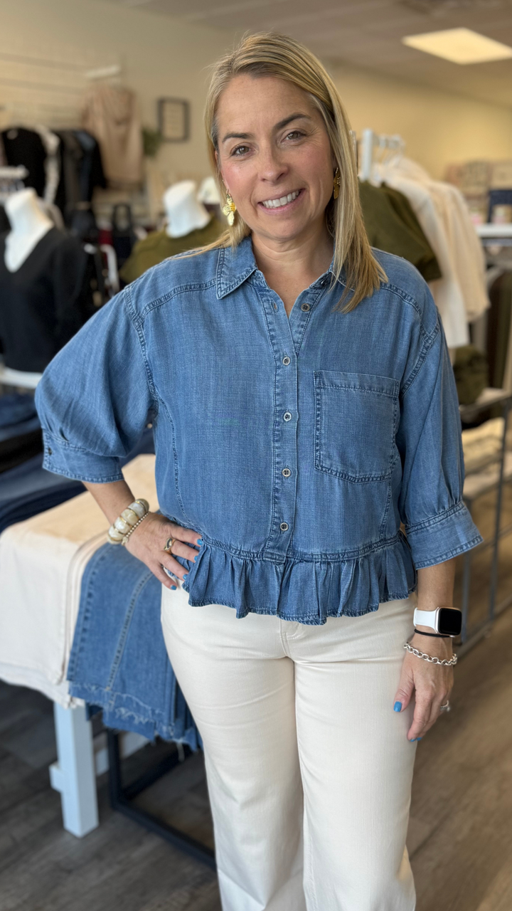 Flowy Peplum Tencel Top