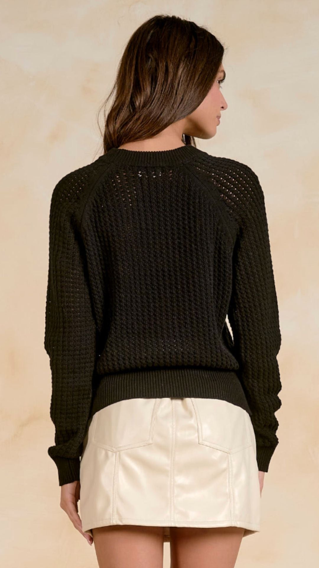 Black Raglan Sleeve Crewneck Sweater