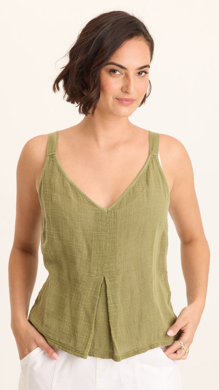 Hedley Gauze Jersey Box Pleat Tank