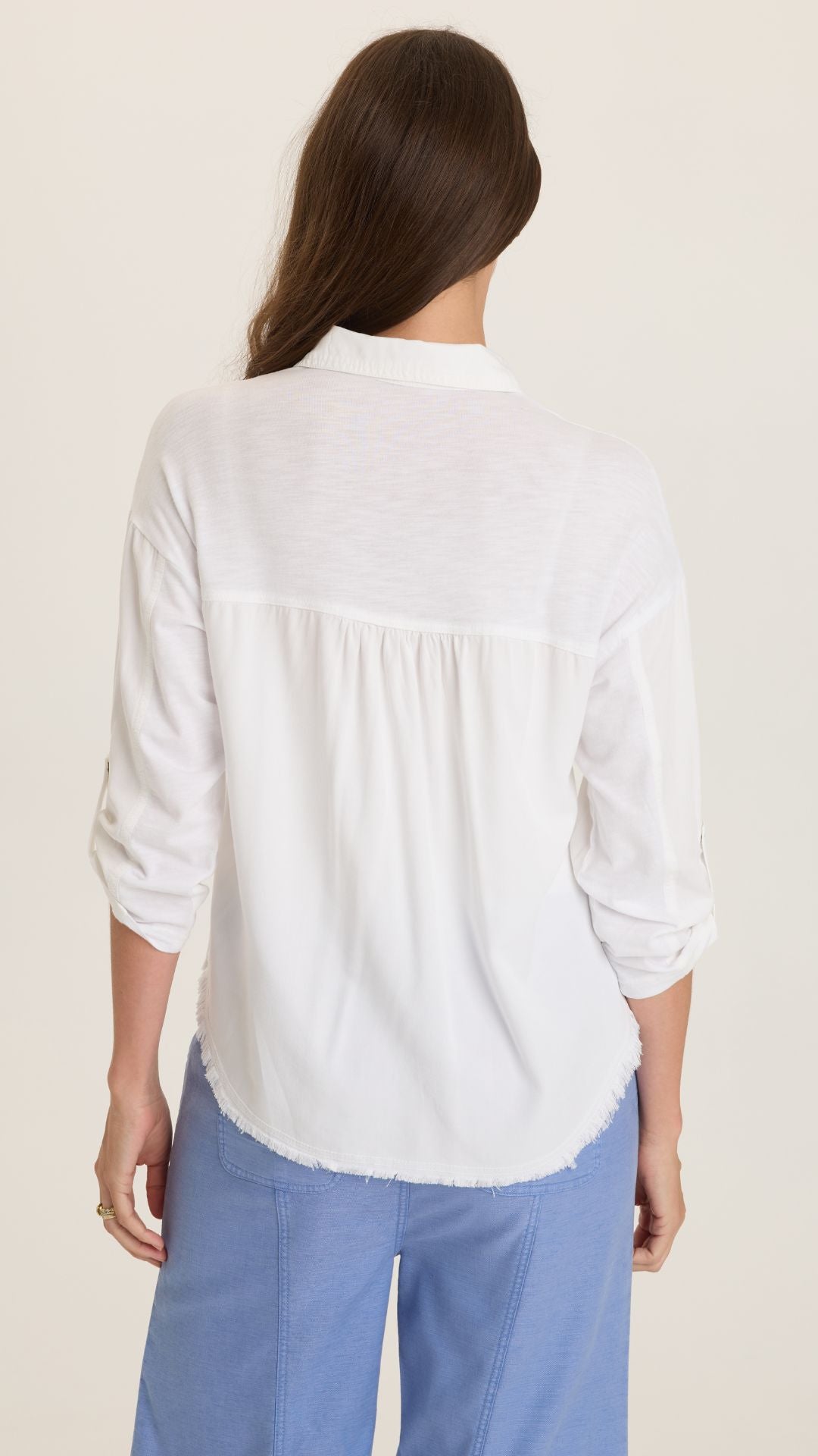 White Knapp Utility Cargo Button Up Top
