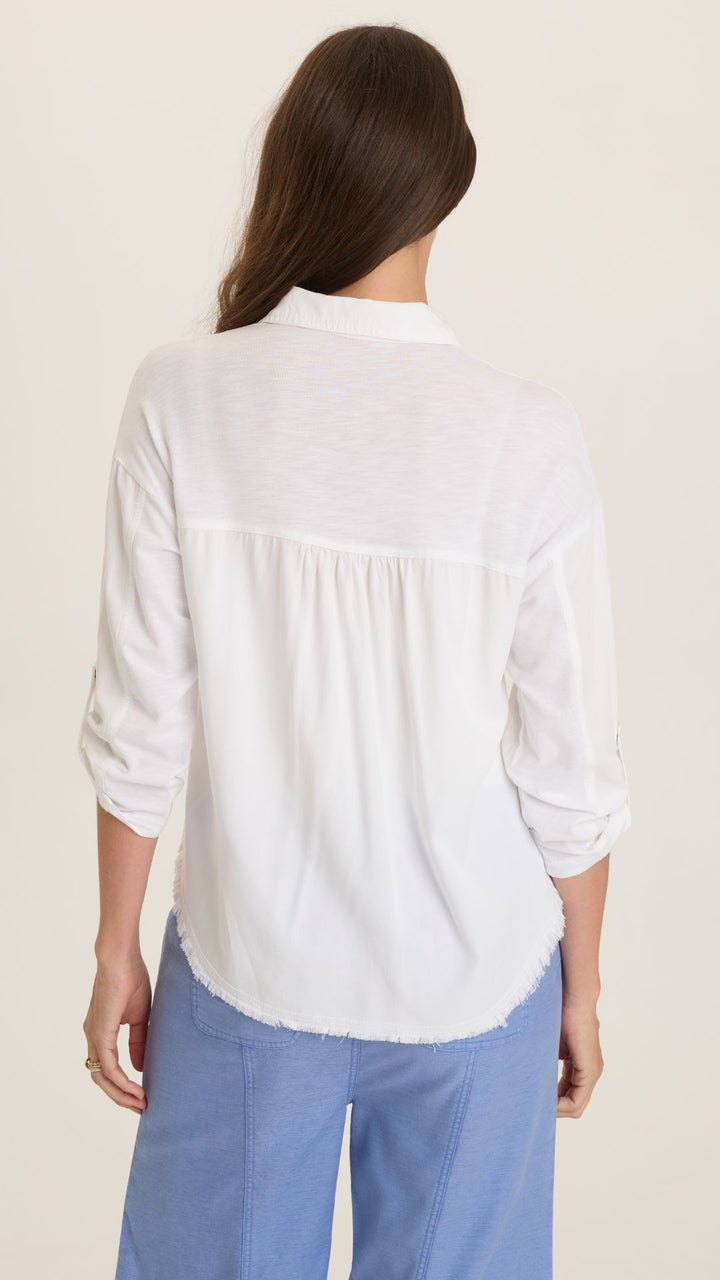 White Knapp Utility Cargo Button Up Top