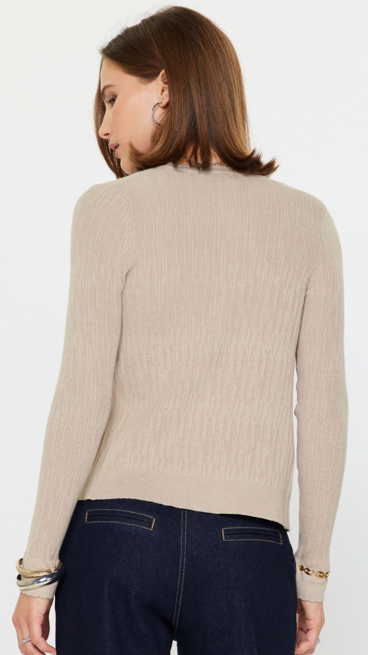 Taupe Ribbed Cardigan With Tank Set
