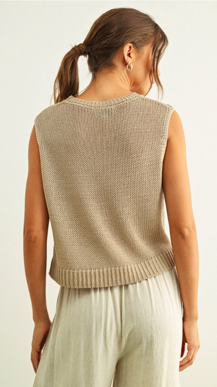 Stone Sleeveless Knit Top
