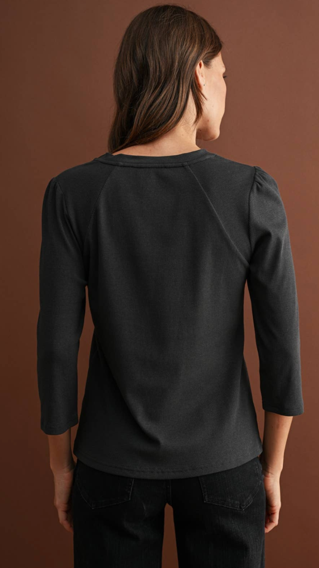 Charcoal Puff Sleeve Knit Top