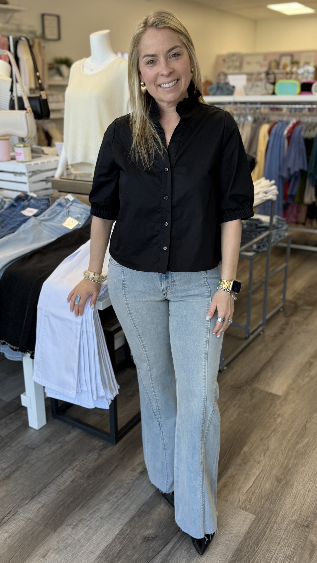 Short Sleeve Poplin Top