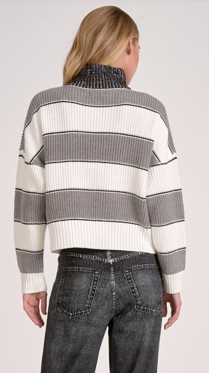 Heather Gray Quarter Zip Colorblock Sweater