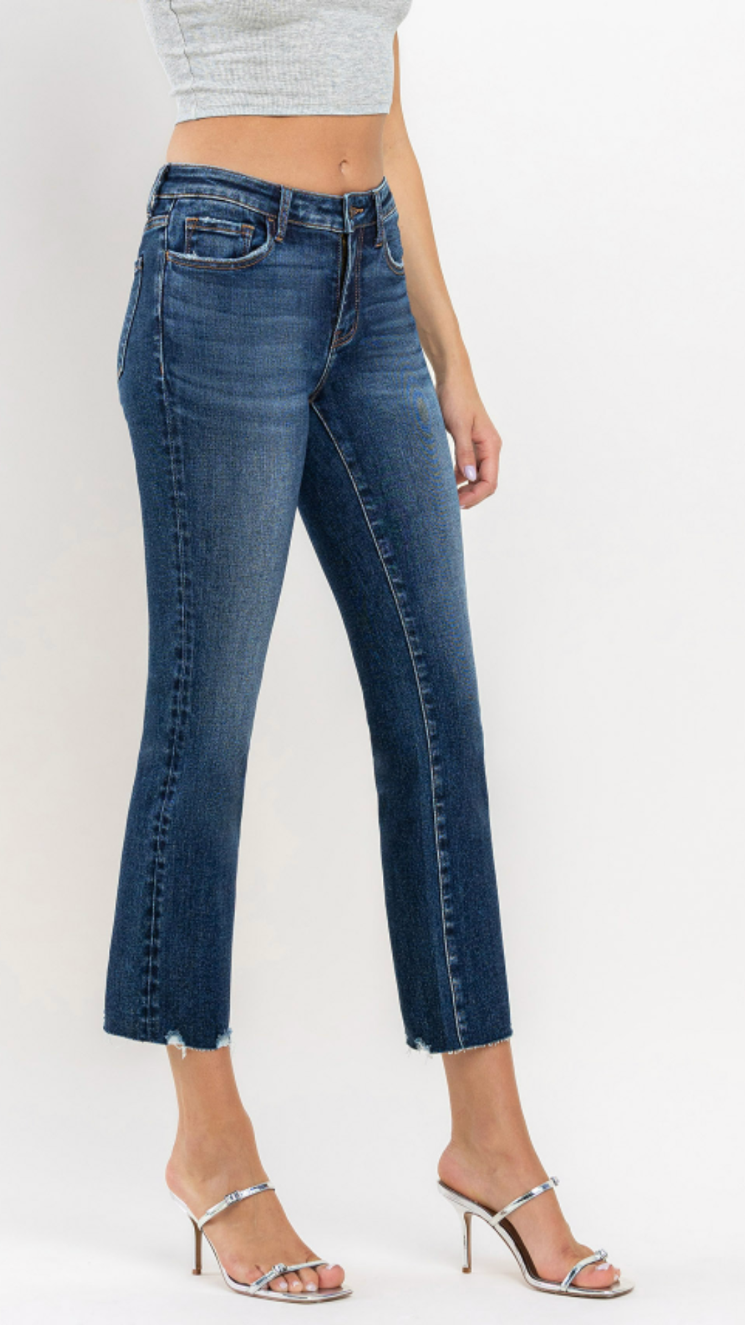 Mid Rise Crop Mini Bootcut Jeans