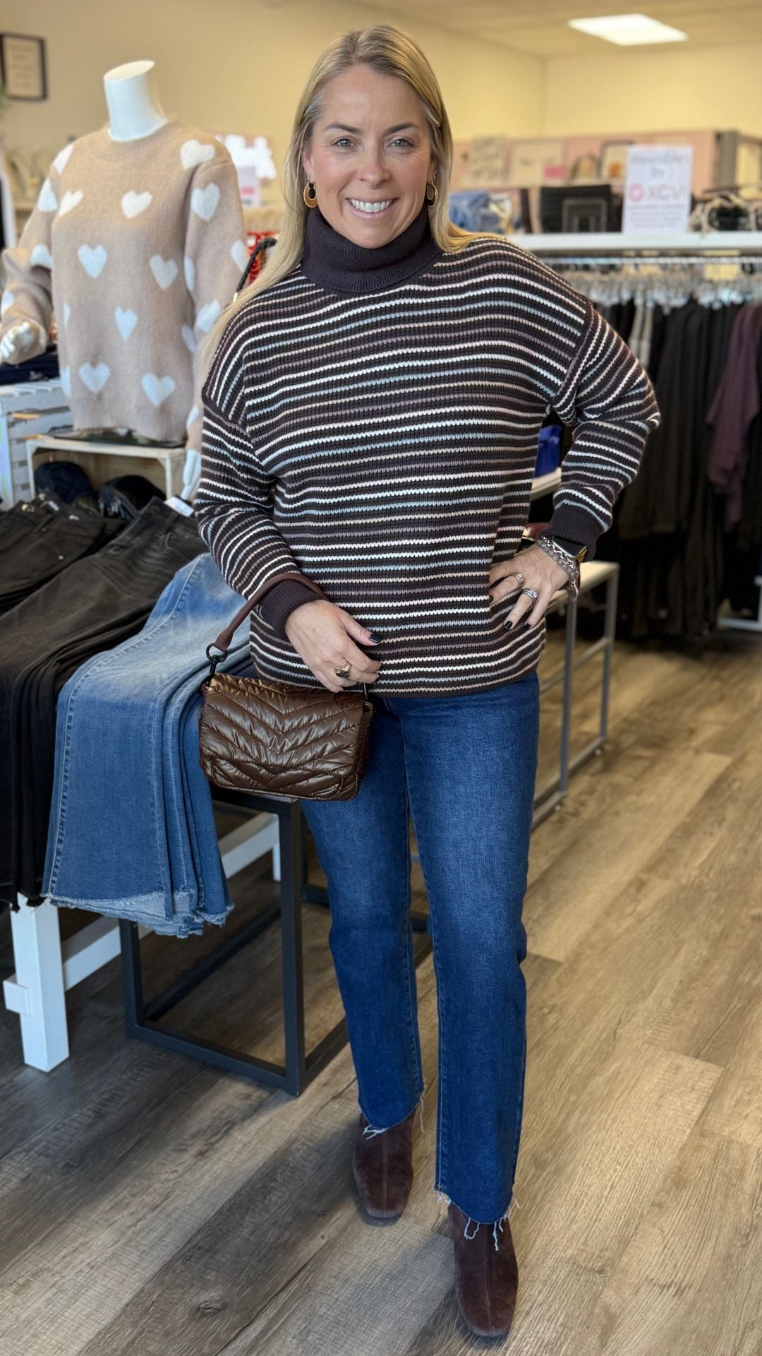 High Rise Dark Wash Mini Bootcut Jeans