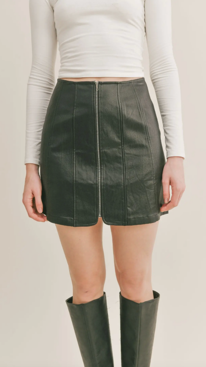 Zipper Front Mini Skirt