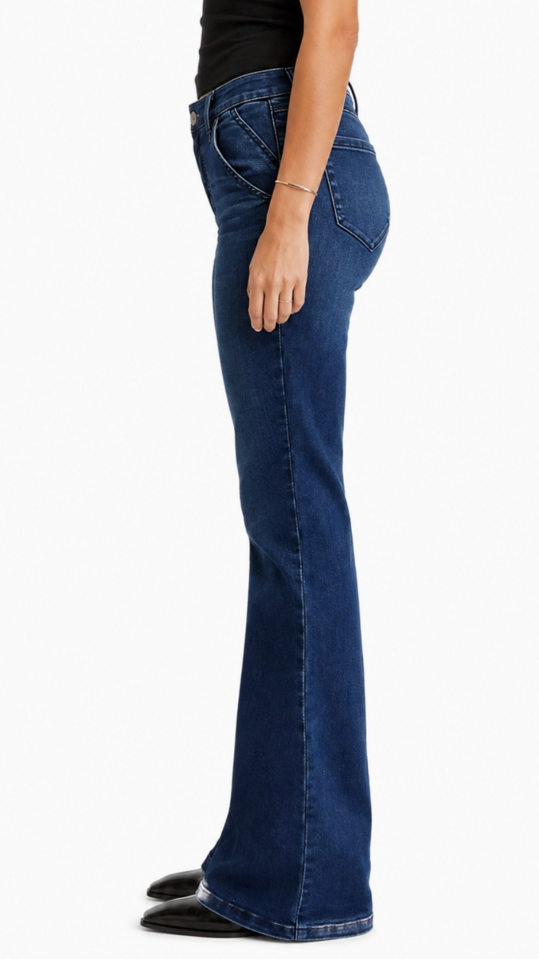 Mid Rise Dark Wash Better Butter Slim Boot Full Length Jeans With Double Pockets