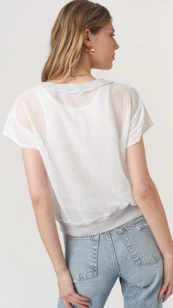 White Textured Mesh Tee