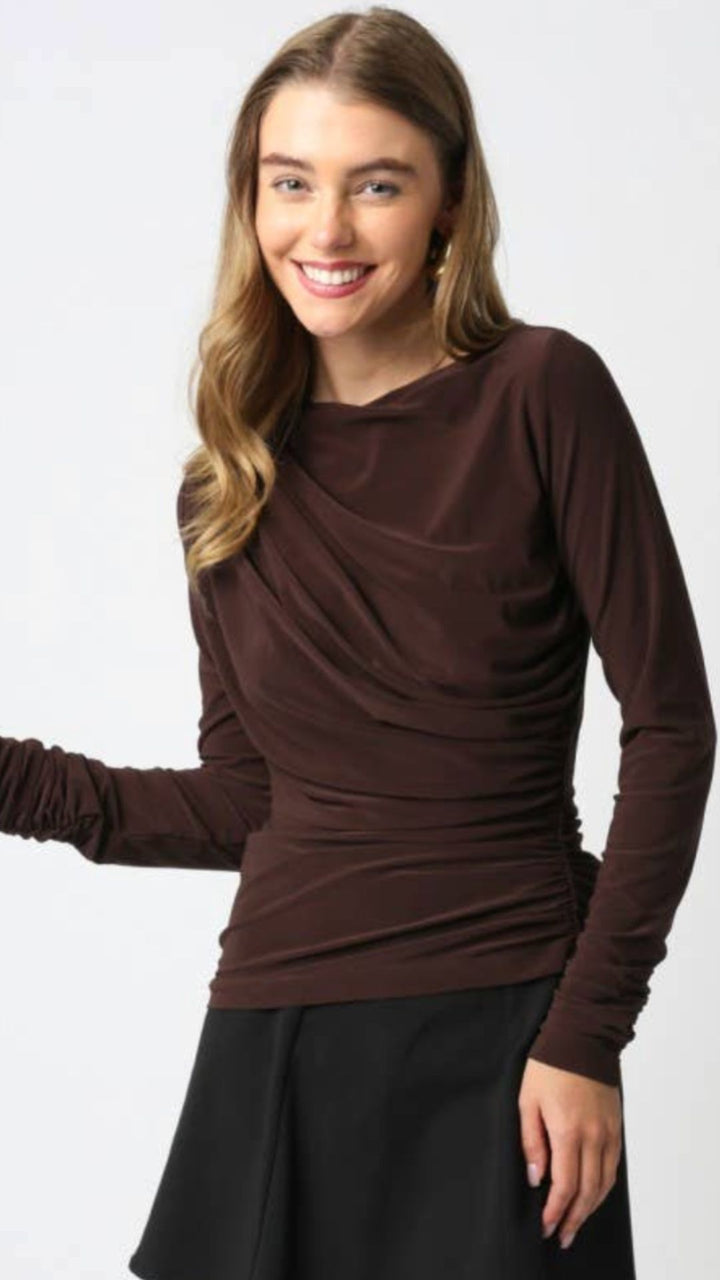 Chocolate Brown Asymmetrical Hem Top