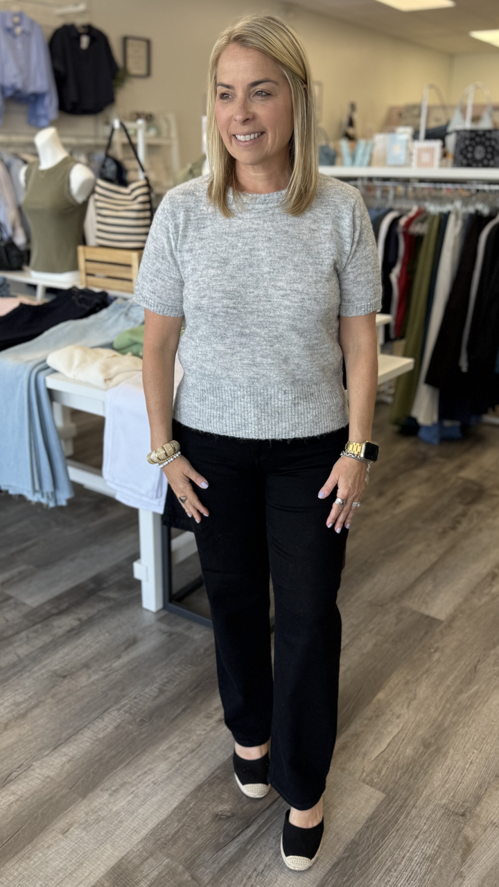 Light Heather Gray Short Sleeve Sweater